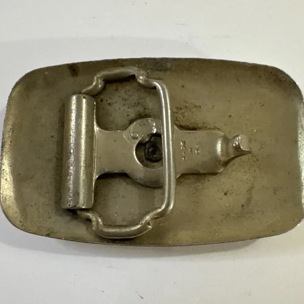 Vintage Western Belt Buckle Silver Engraved Ornate Brass Spinning Kinetic Saddle